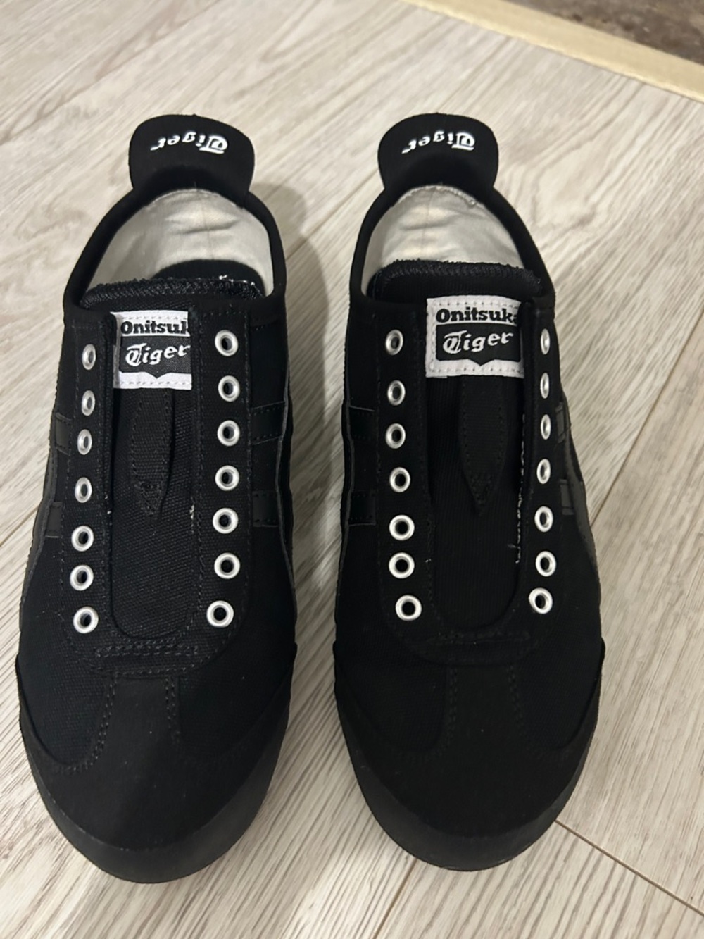 Onitsuka Tiger by Asics Black and White Slip-On Sneakers